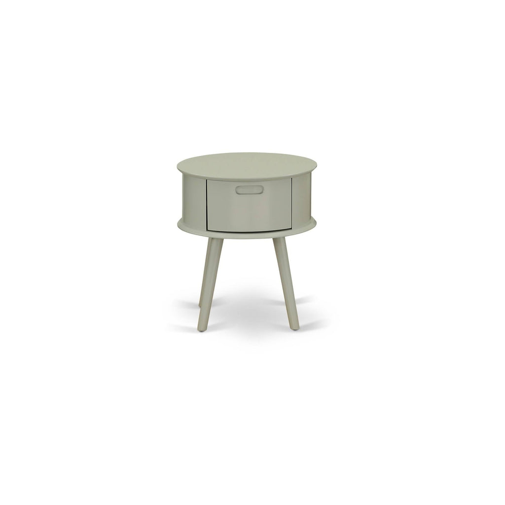 Square Night Stand End Table with Drawer in White Finish D65317