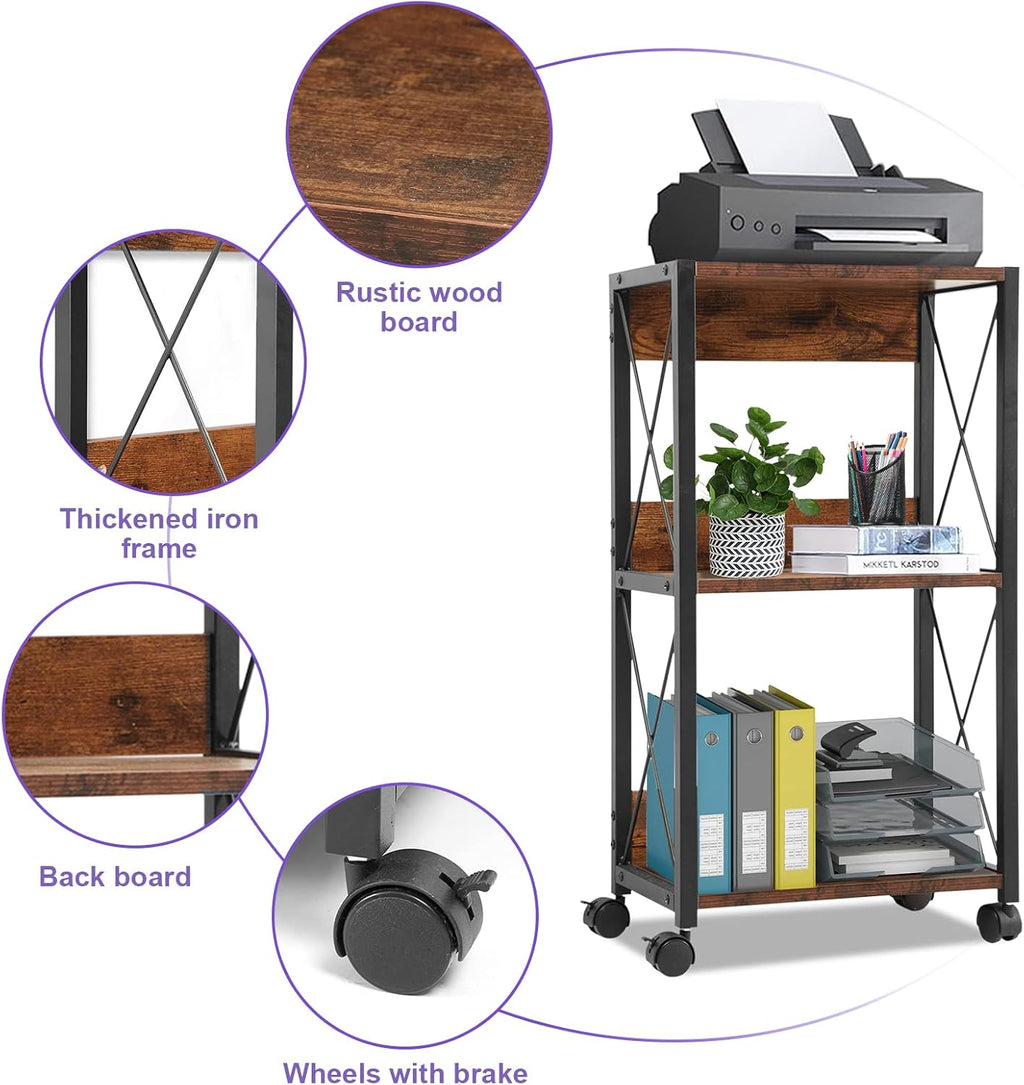 3-Tier Rolling Printer Cart with Storage Z6374