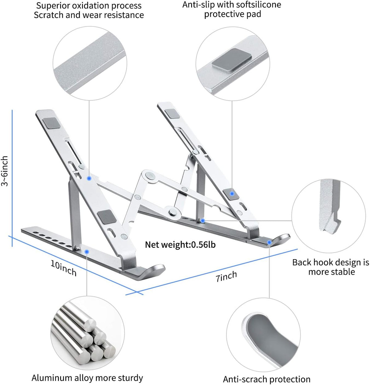 Adjustable Aluminum Laptop Stand 2pcs L3071