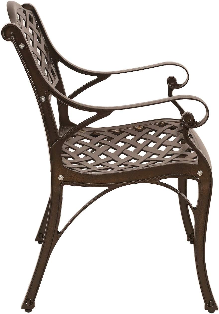 2 Piece Cast Aluminum Outdoor Bistro Dining Chair Set Antique Bronze C617095