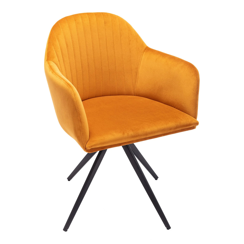 Cognac Velvet Swivel Arm Chair A132