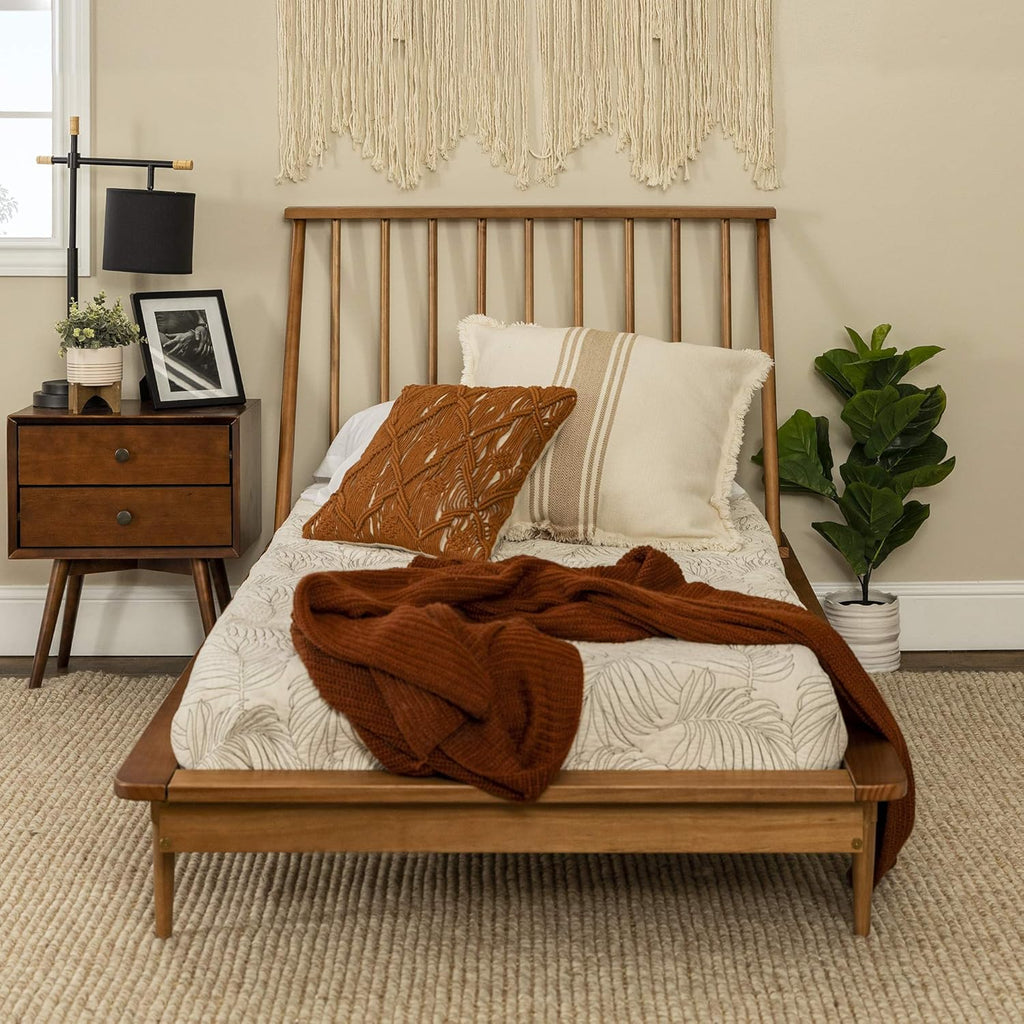 Twin Caramel Solid Wood Platform Bed I354868