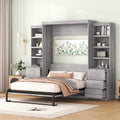 Solid Wood Full Size Murphy Bed Wall Bed with Shelves X7401