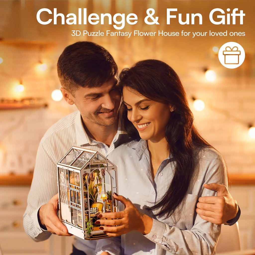 Book Nook Kit DIY Miniature House with LED Light Wooden Bookend Craft Diorama Kit P757751