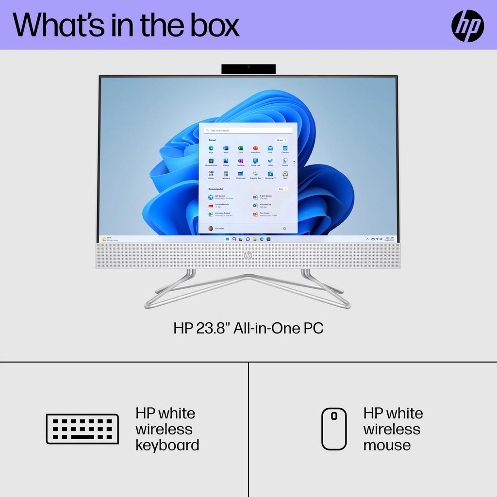23.8" Touch FHD All-in-One PC, Intel Core i3-1115G4, 8GB SDRAM, 256GB SSD, Snow White, Windows 11 Home J75211