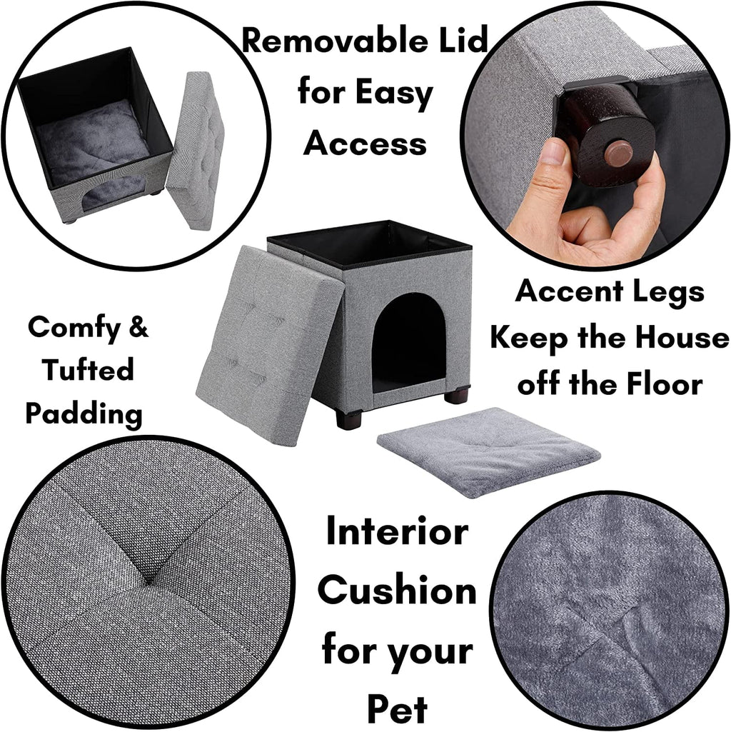Pet House Bench Ottoman Cat Dog Furniture Bed Footstool Cozy Condo Cave F895