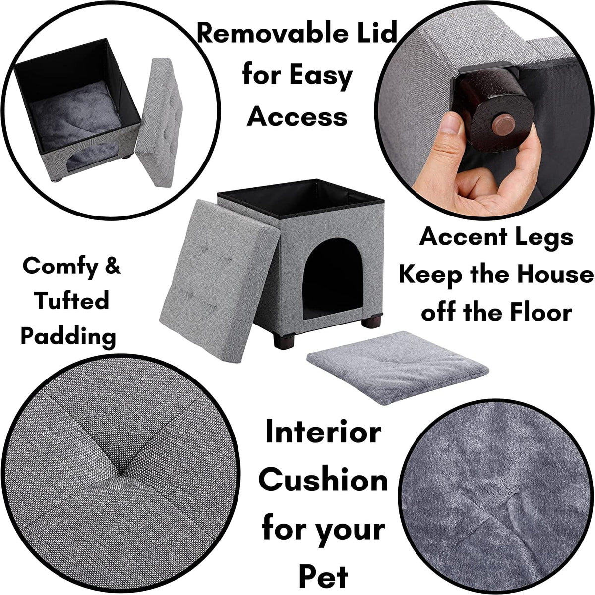 Pet House Bench Ottoman Cat Dog Furniture Bed Footstool Cozy Condo Cave F895