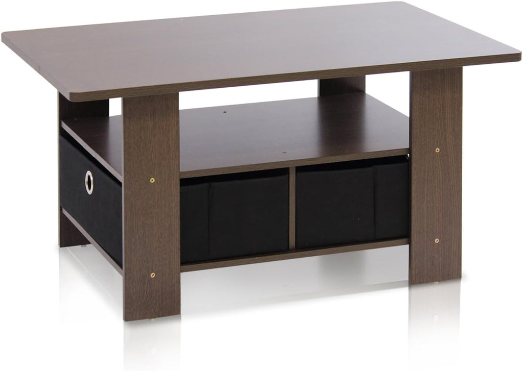 Americano Medium Brown Coffee Table and End Table with Bin Drawer U86554
