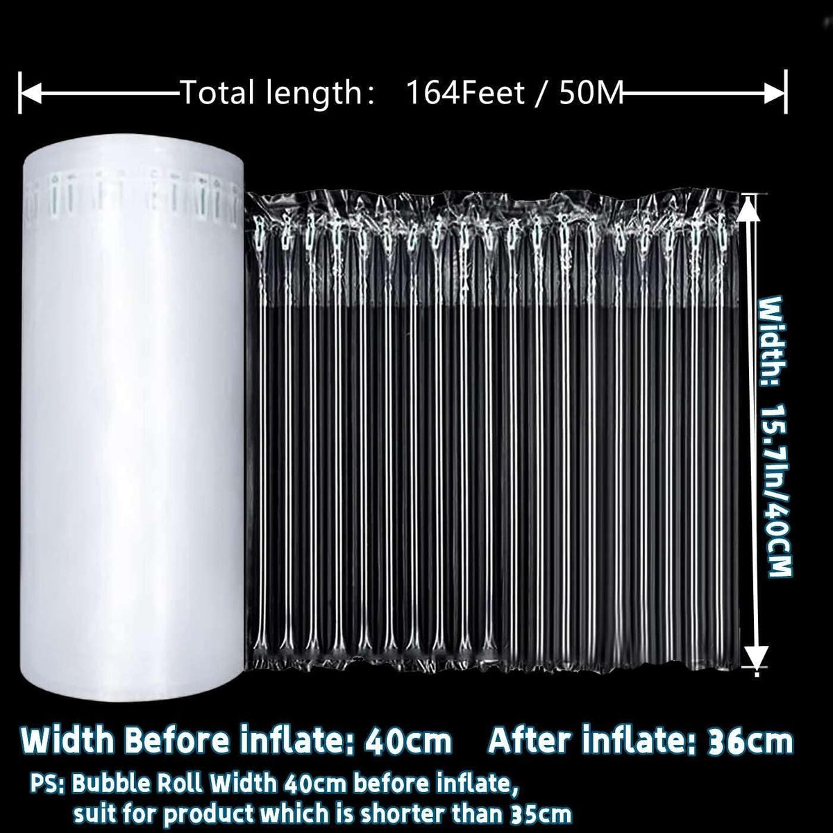 15.8inch x 164feet Inflatable Bubble Roll Packing Material R9186
