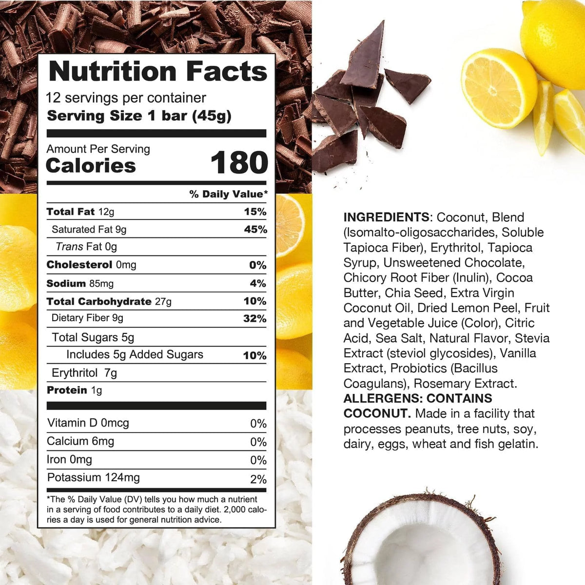 Dark Chocolate Lemon Coconut (12 Pack) N111