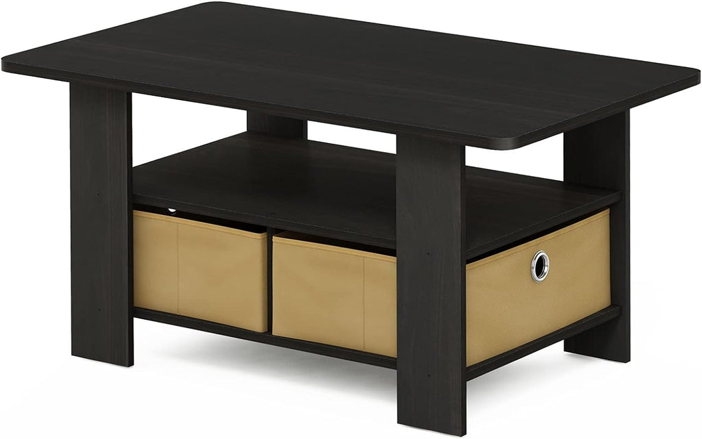 Americano Medium Brown Coffee Table and End Table with Bin Drawer U86554