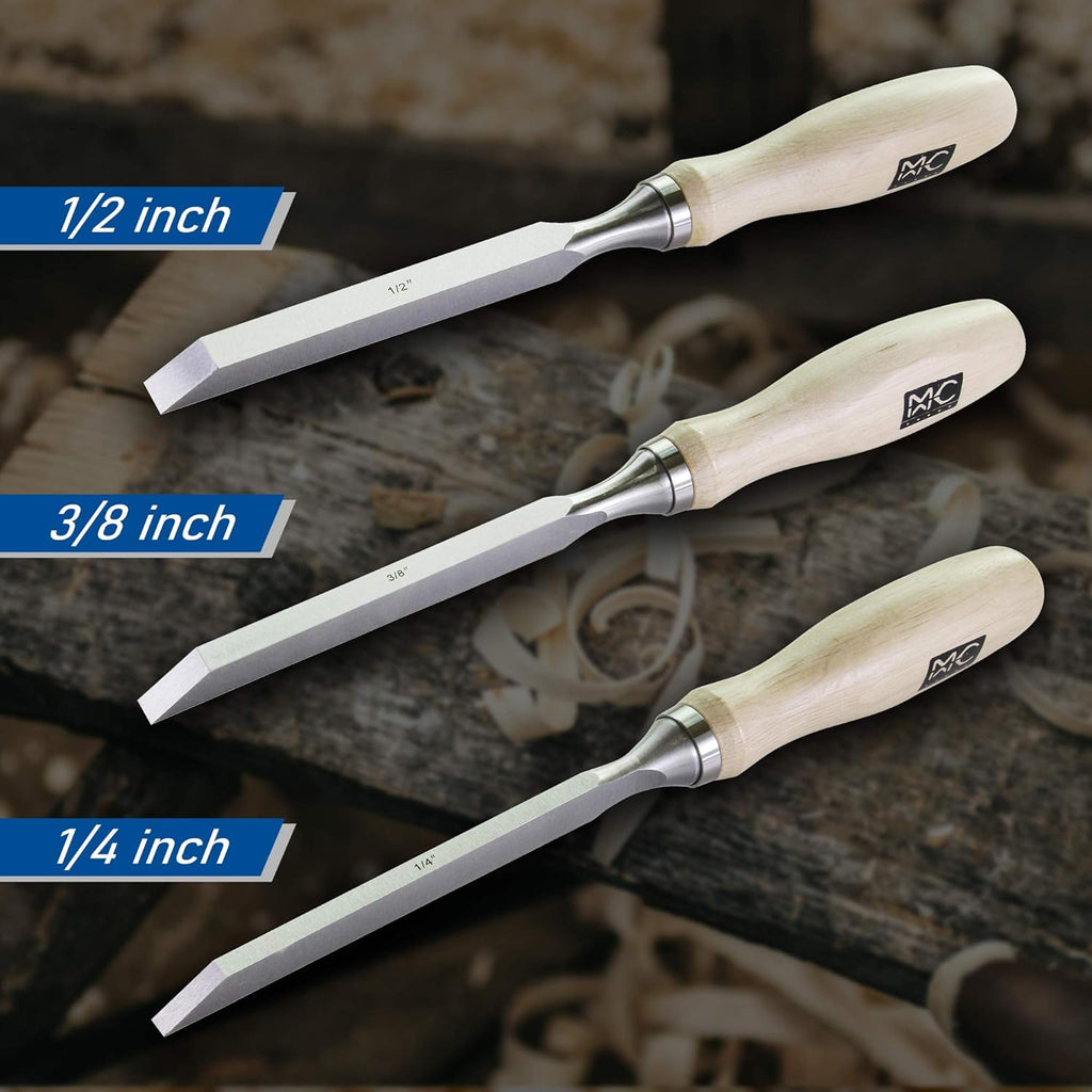 Wood Chisel Set Chrome-Vanadium Steel Set of 3 Q264