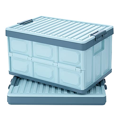 Collapsible Storage Bins with Lids 30L, Folding Plastic Stackable Utility Crates 2-Pack, Oyster White Q660569