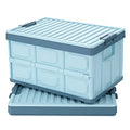 Collapsible Storage Bins with Lids 30L, Folding Plastic Stackable Utility Crates 2-Pack, Oyster White Q660569