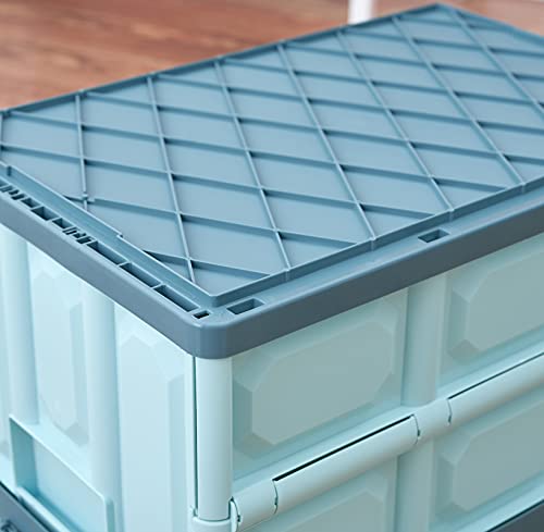 Collapsible Storage Bins with Lids 30L, Folding Plastic Stackable Utility Crates 2-Pack, Oyster White Q660569
