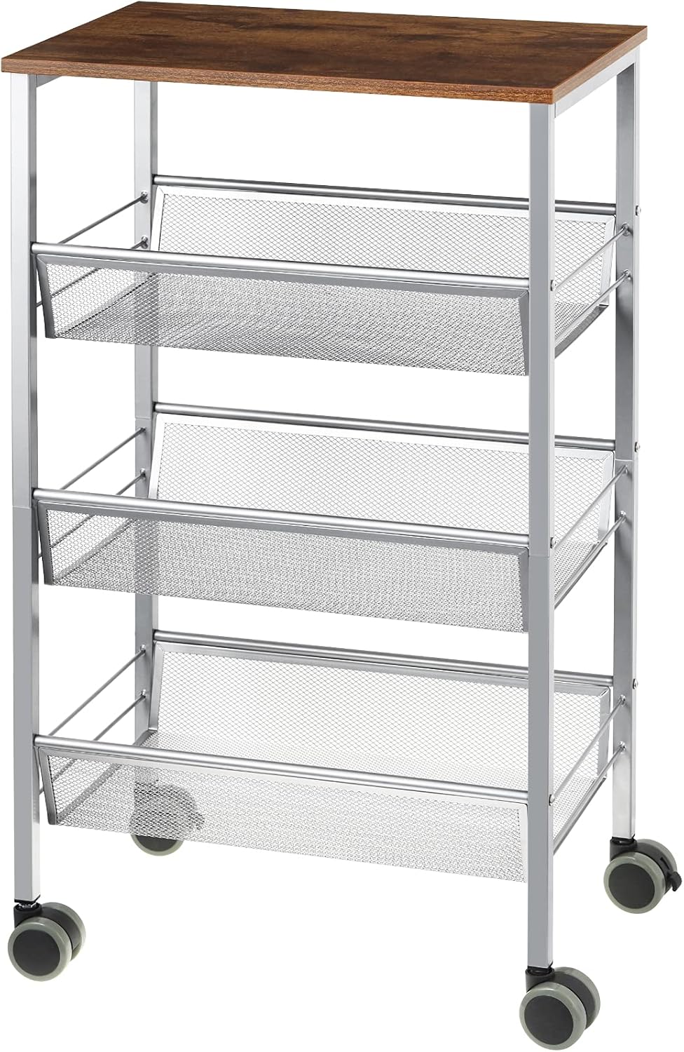 4 Tier Wood Rolling Kitchen Cart with Storage Organizer T636202