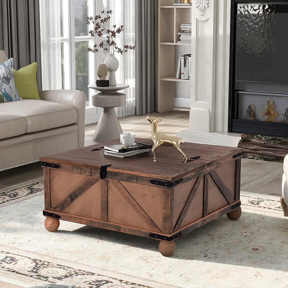 Gray Wood Coffee Table with Drawer and Storage Shelf P497719