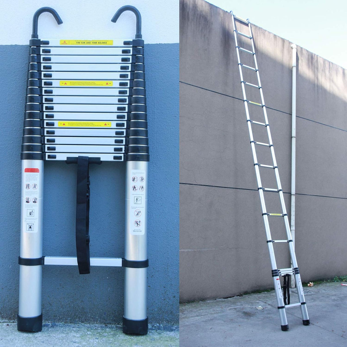 20ft Aluminum Telescoping Ladder Adjustable Height M776
