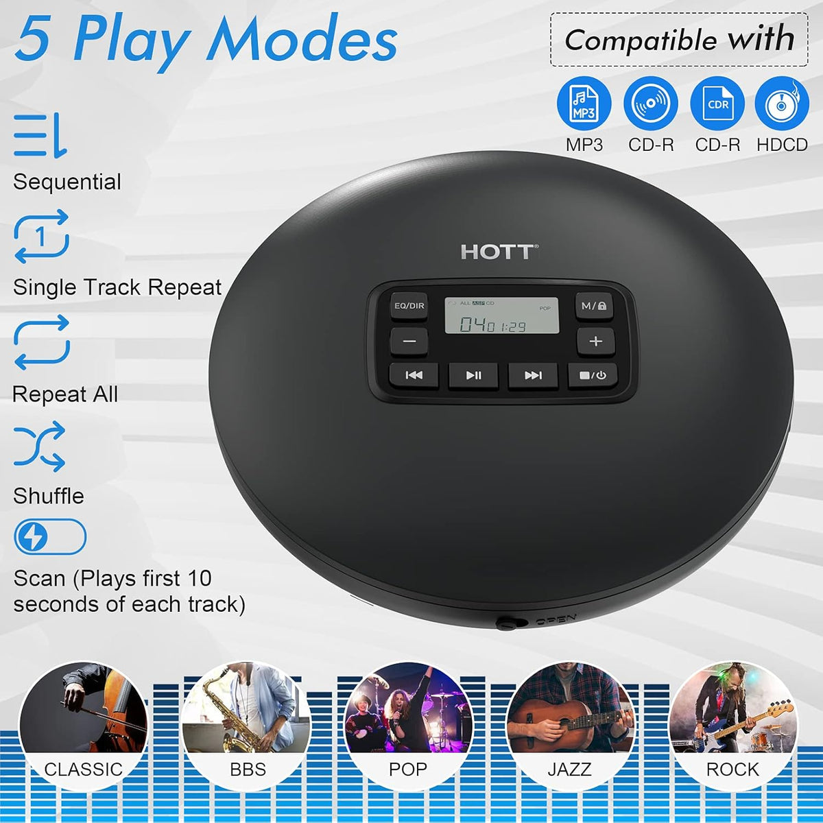 Portable Compact CD Player with Headphones Q199909