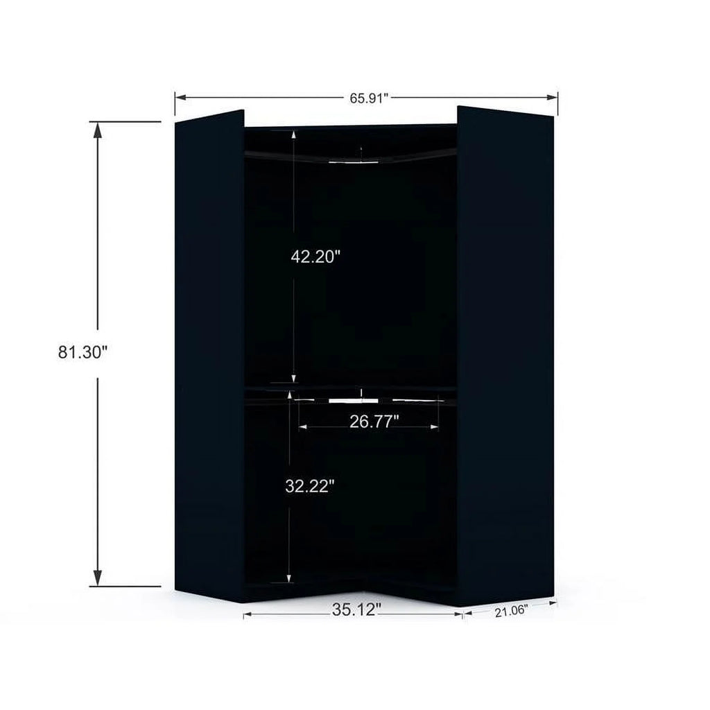 Midnight Blue Wood Corner Wardrobe Closet U4134