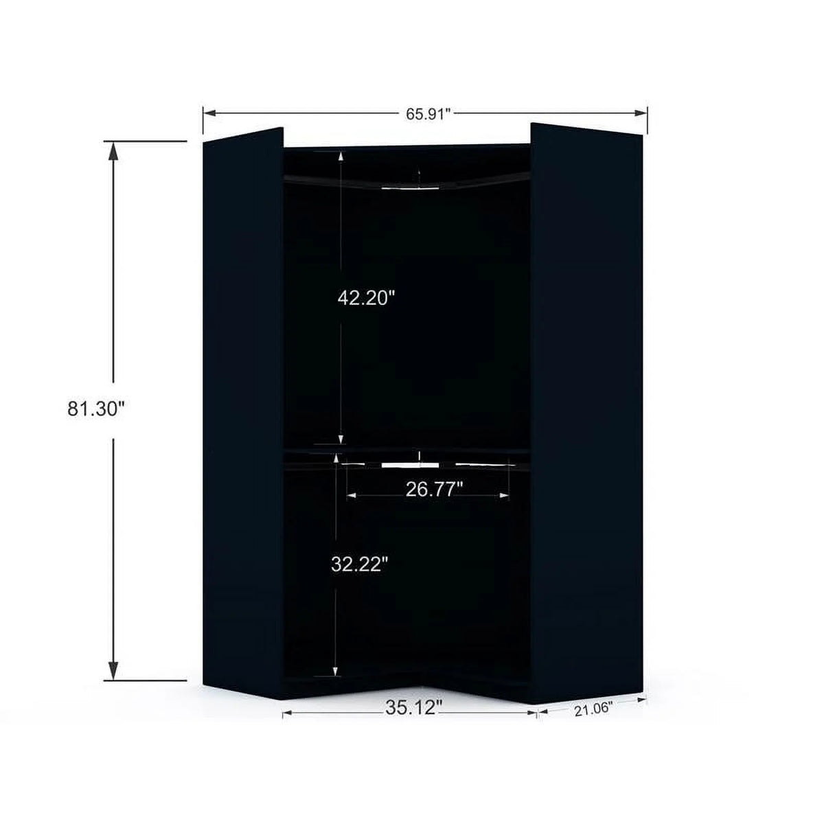Midnight Blue Wood Corner Wardrobe Closet U4134