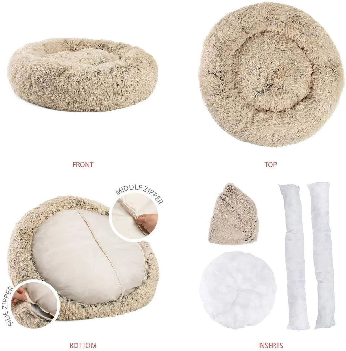 Shag Donut Cuddler Pet Bed H17373
