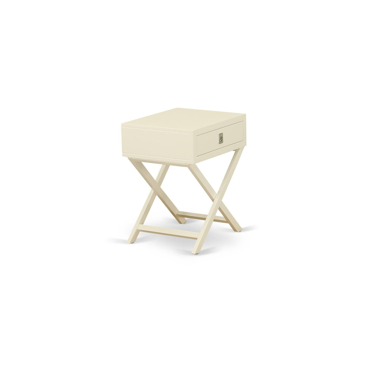 Square Night Stand End Table with Drawer in White Finish D65317