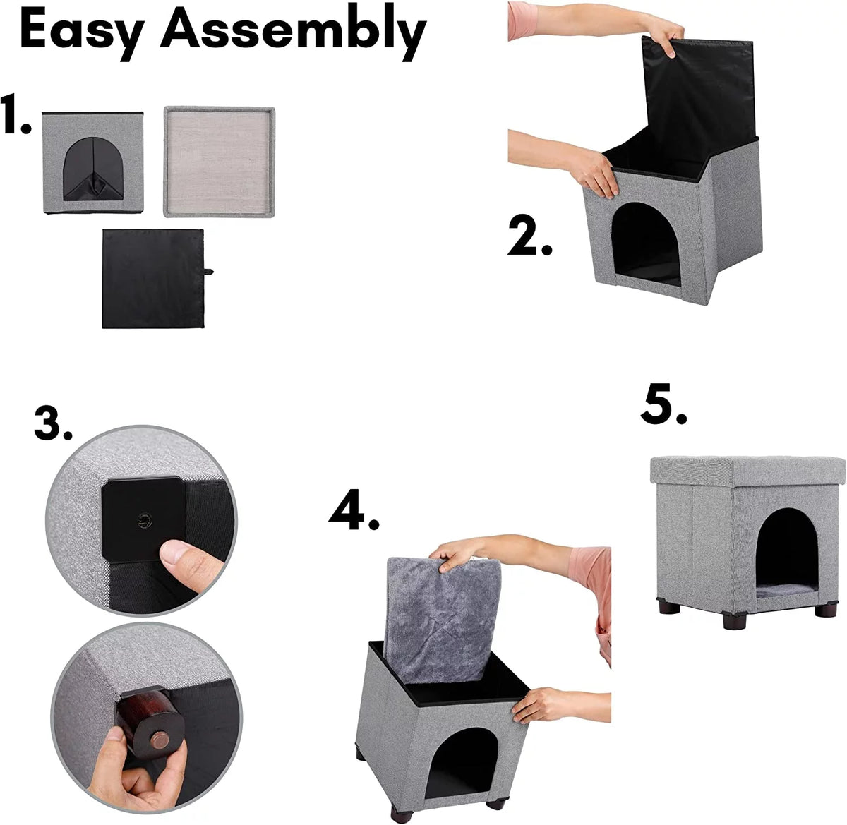 Pet House Bench Ottoman Cat Dog Furniture Bed Footstool Cozy Condo Cave F895