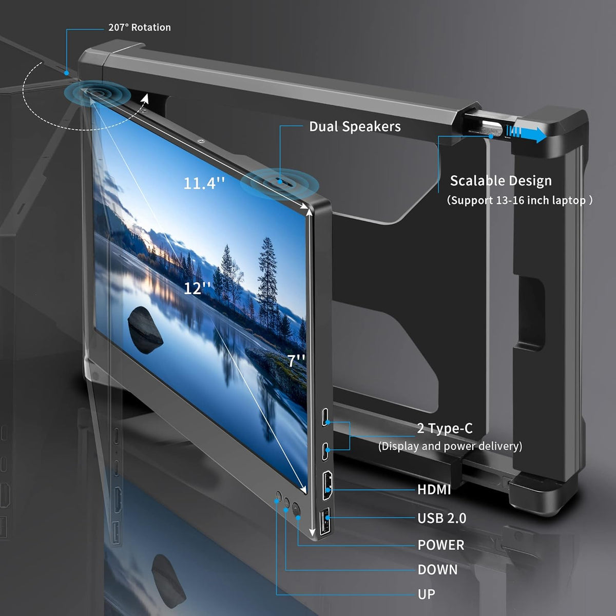 12 Inch FHD 1080P IPS Portable Monitor Q9697