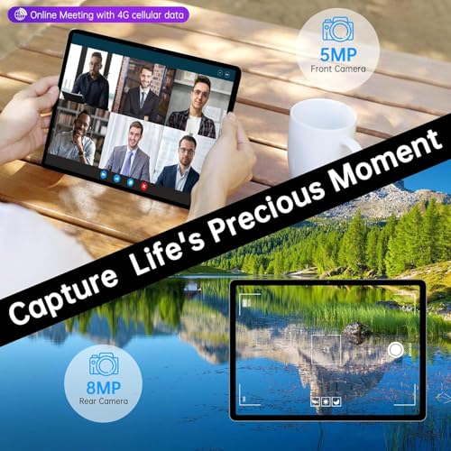 10 inch Android 14 Tablet with 4G LTE Cellular, 10GB+32GB, Protective Case, GPS, 2.0GHz Processor, 8MP Camera, 1TB TF Expandable E434