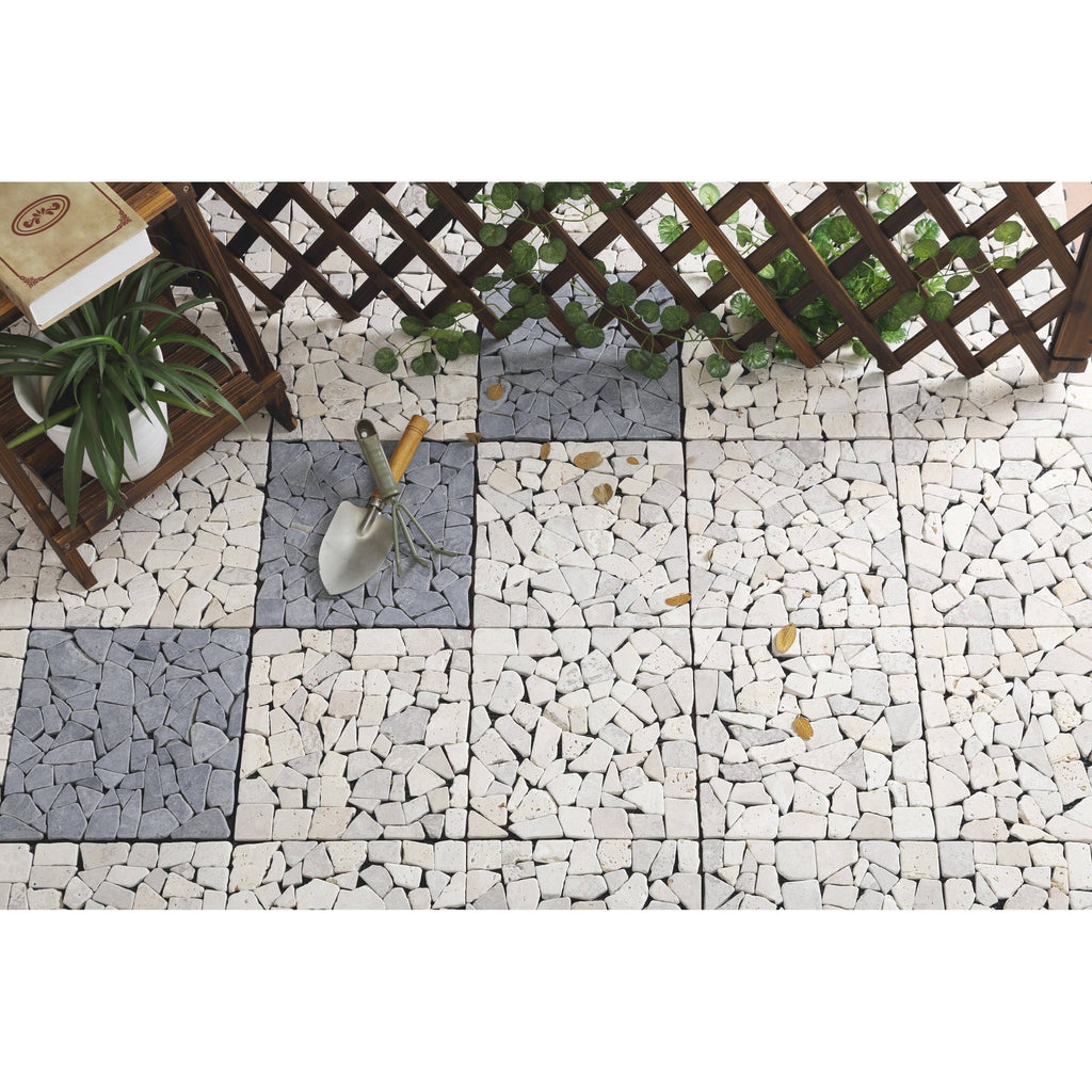 Natural Travertine Stone White Deck Tile, 6 PC Set J975843