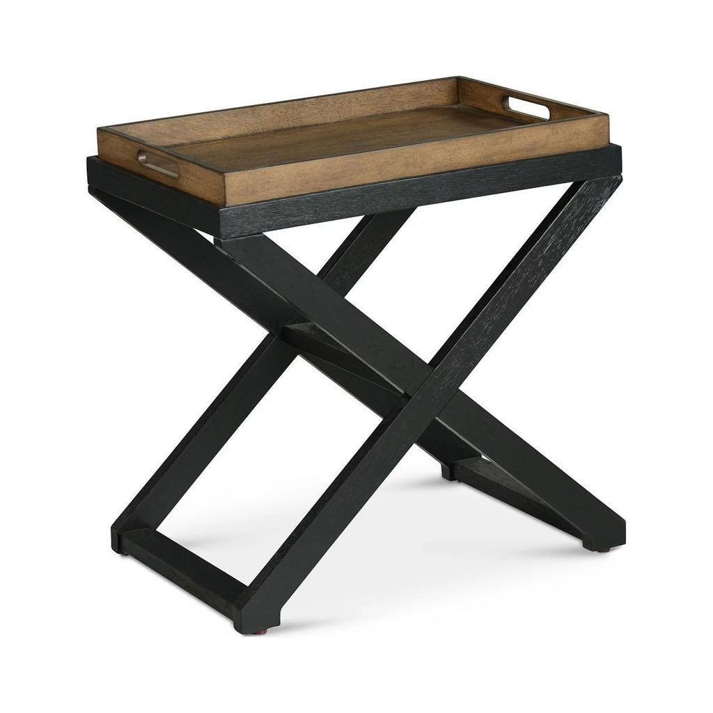 Walnut and Ebony Solid Wood Chairside Table Q805639