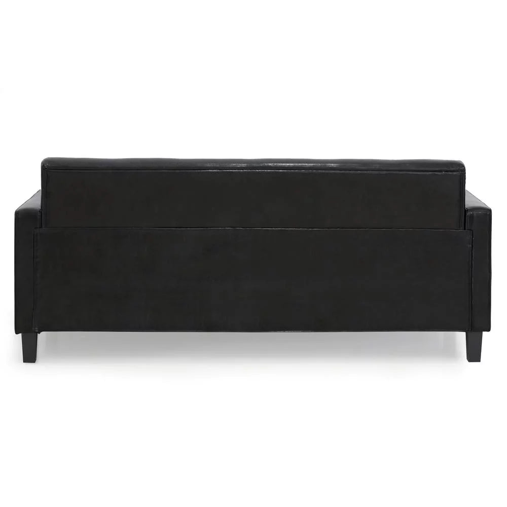 Black Faux Leather 3-Seater Sofa C745