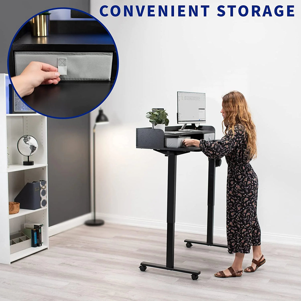 Height Adjustable Standing Desk with Storage Drawers A931
