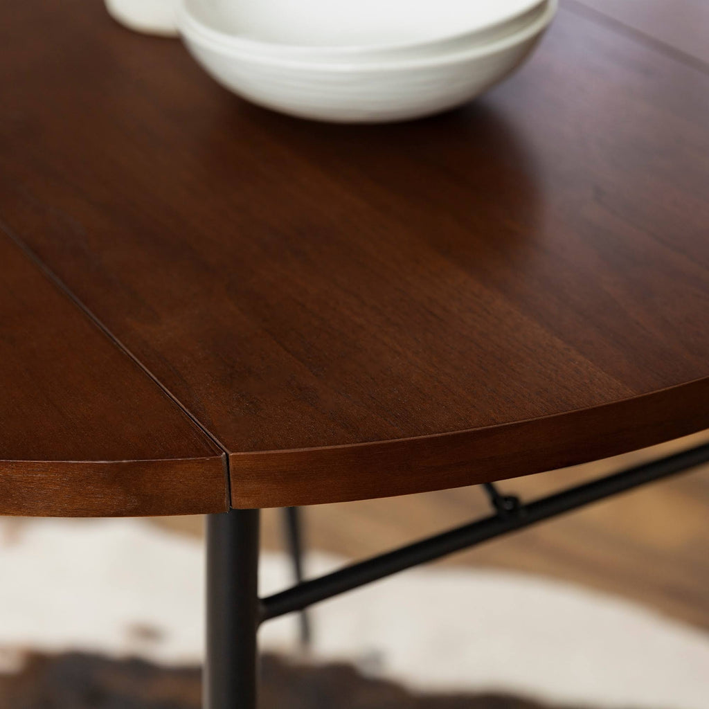 White Faux Marble Drop Leaf Dining Table D284