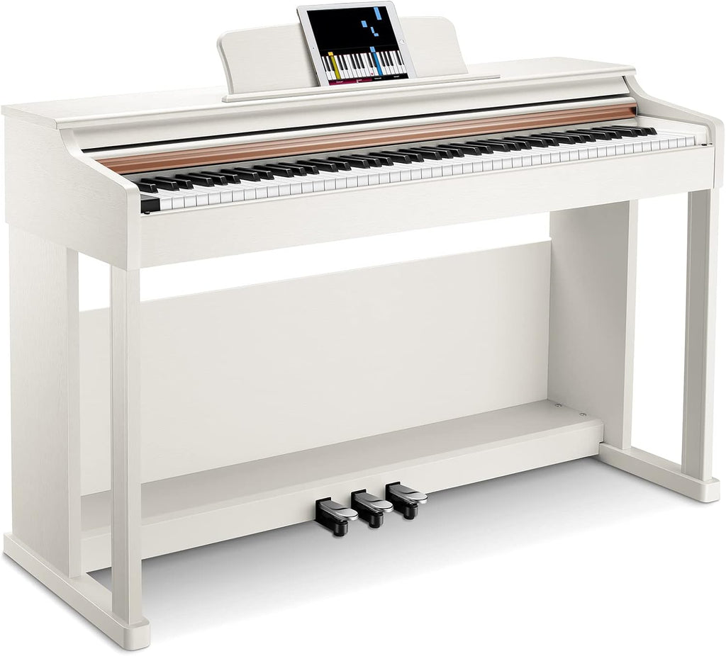 White 88-Key Weighted Action Digital Piano Bundle with Furniture Stand and Power Adapter L49309