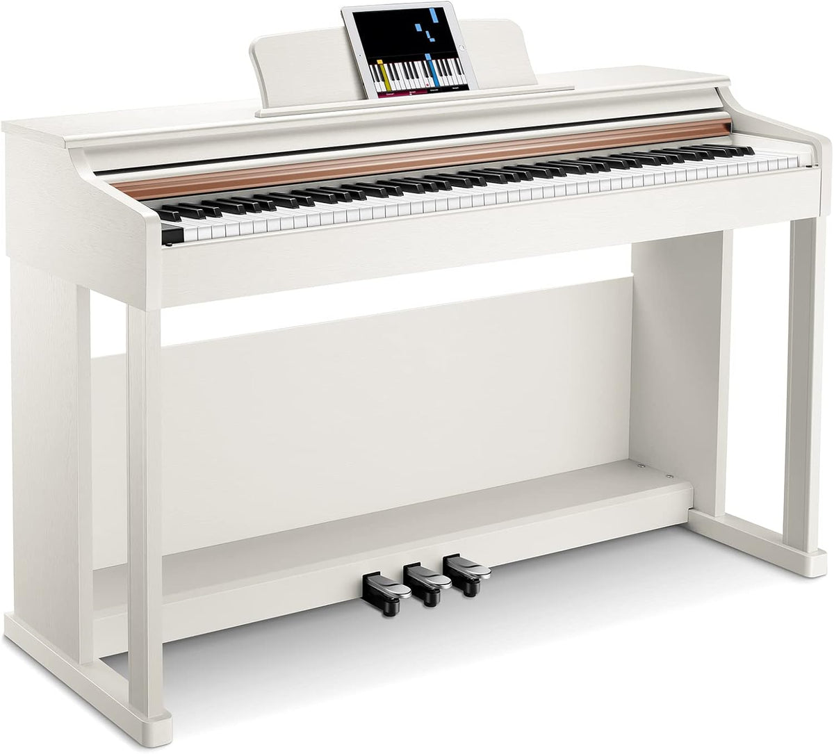 White 88-Key Weighted Action Digital Piano Bundle with Furniture Stand and Power Adapter L49309