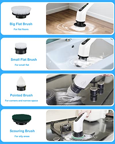 Cordless Electric Spin Scrubber with 8 Replaceable Brush Heads Z321