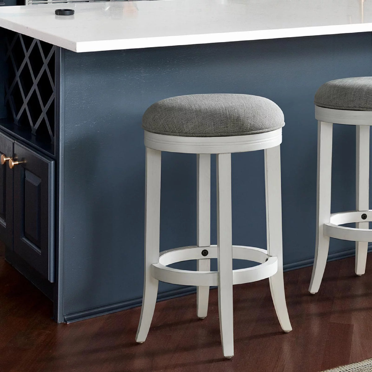Upholstered Swivel Backless Counter-Height Barstool V9870