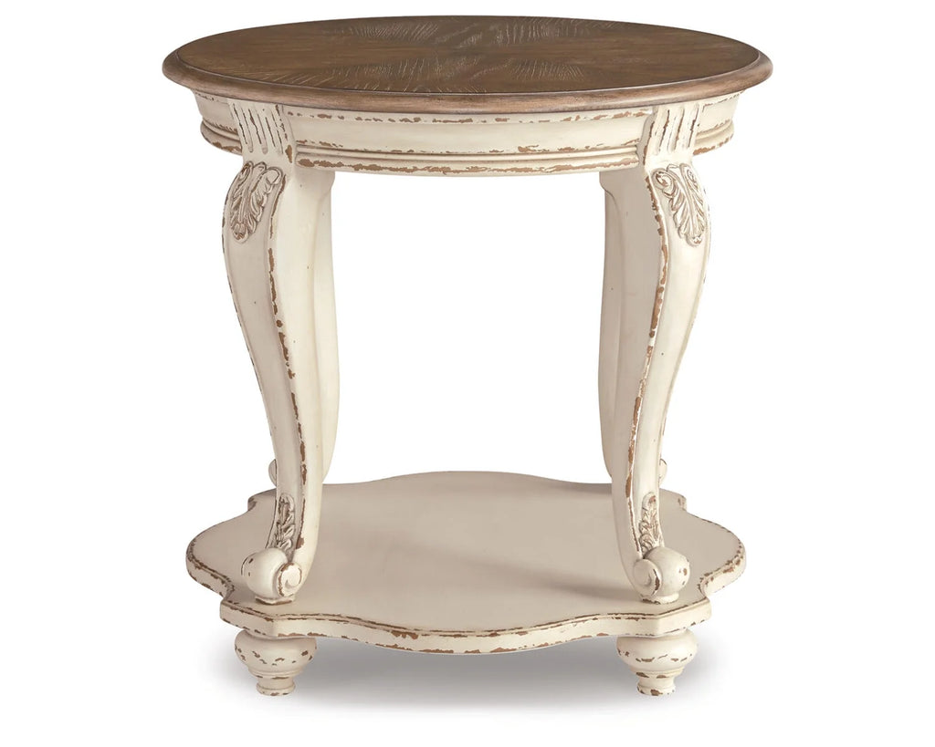 White/Brown End Table S1038