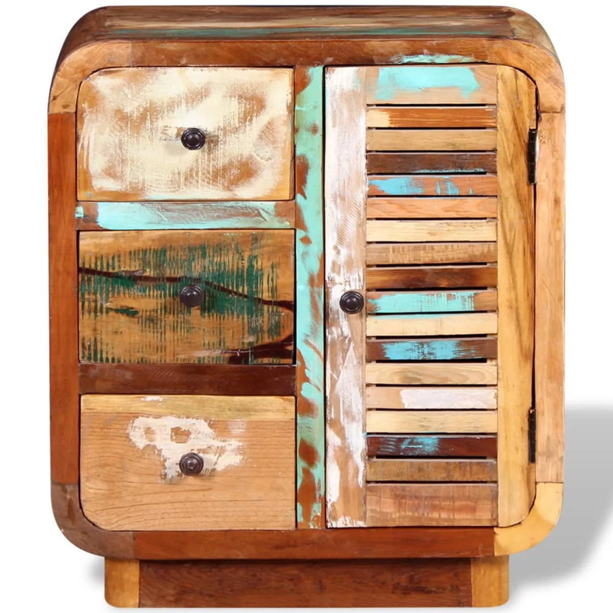 Sideboard Cupboard Cabinet with a Door and 3 Drawers Solid Reclaimed Wood C90683