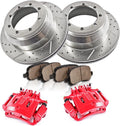 REAR Powder Coated Red Calipers 8 Lug Rotors Ceramic Pads Kit H9020