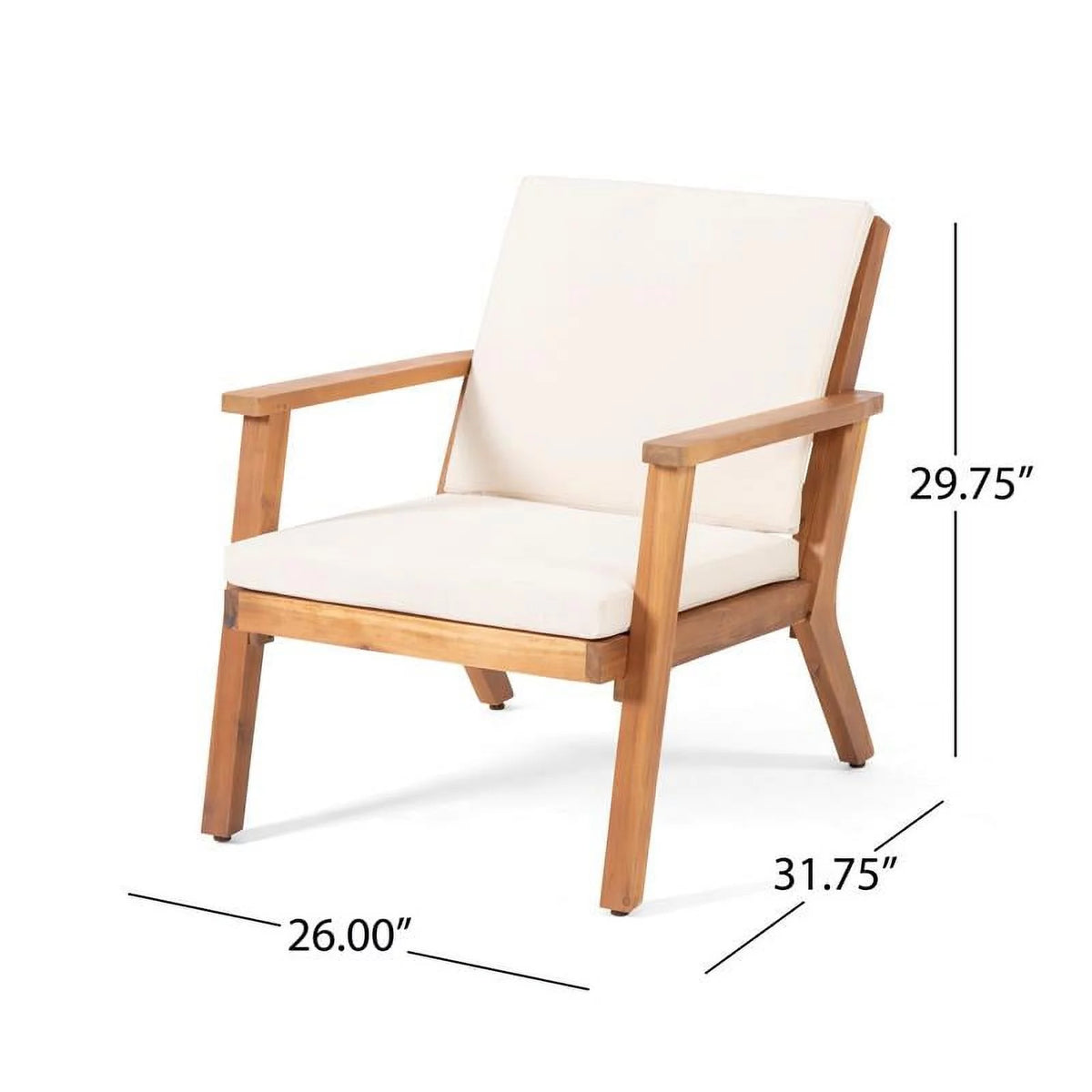 Teak Cream Acacia Wood Club Chair Set of 2 F2867