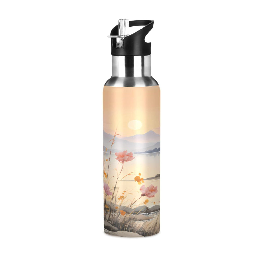 Stainless Steel Insulated Thermos Vacuum Flask Water Bottle with Straw Lid W254