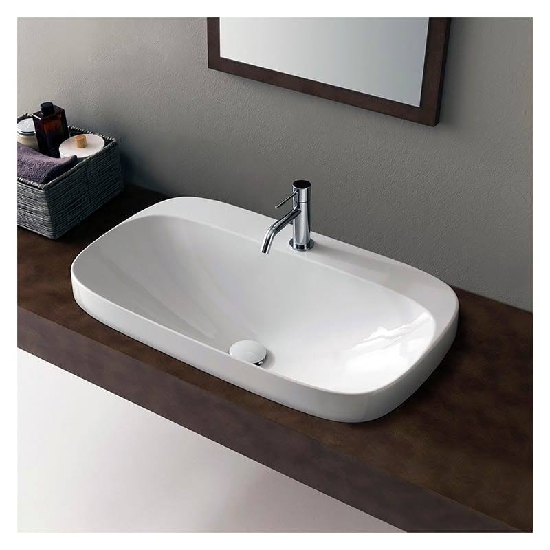 White Ceramic Oval Vessel Bathroom Sink E8101