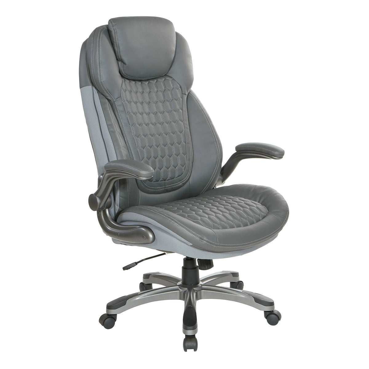 High Back Chair with Grey Bonded Leather and Flip Arms G250