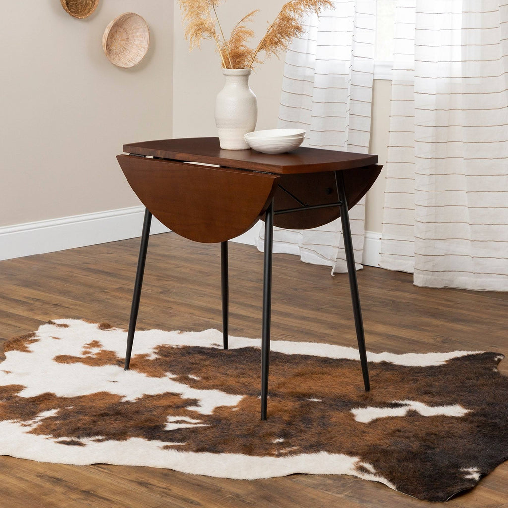 White Faux Marble Drop Leaf Dining Table D284