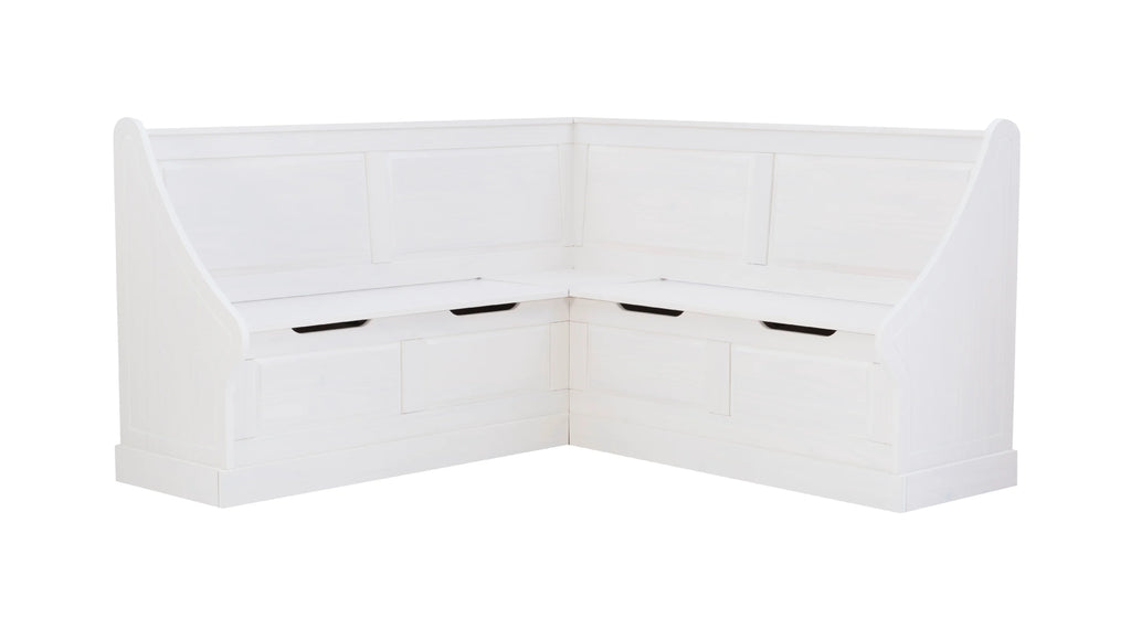 Backless Corner Dining Nook with Storage, Seats 4, Natural and White Q819453