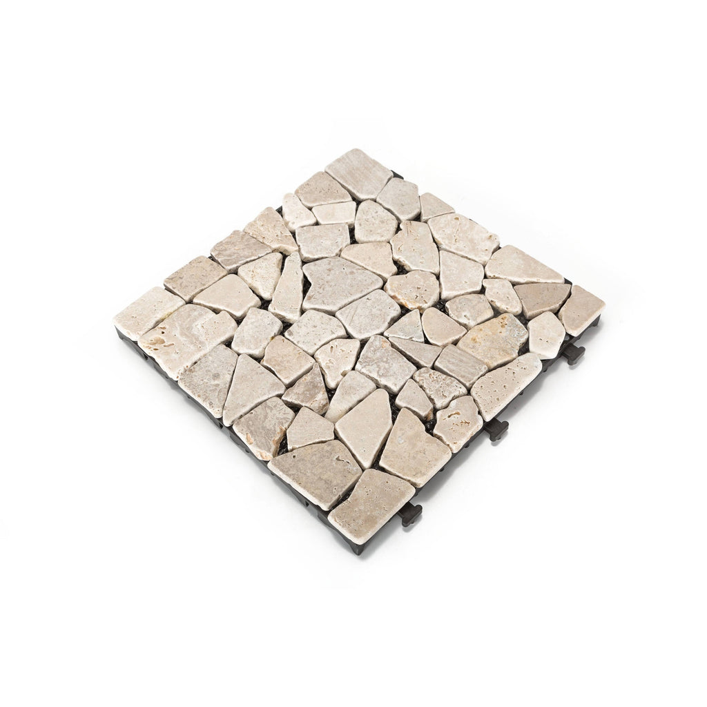 Natural Travertine Stone White Deck Tile, 6 PC Set J975843