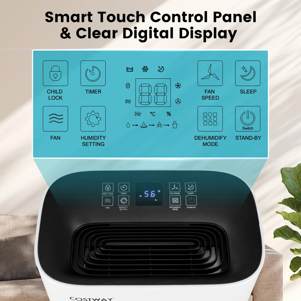4500 Sq. Ft 73-Pint Dehumidifier with 5 Modes W37476